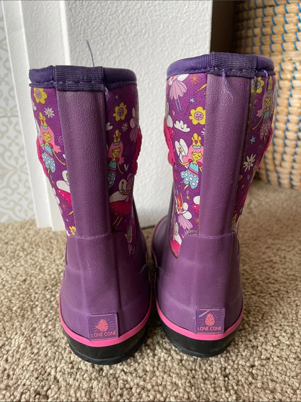 Lone Cone Kids Purple Fairy Rain & Snow Boots Girls 8 Rubber Insulated Outdoor